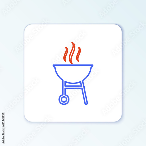 Line Barbecue grill icon isolated on white background. BBQ grill party. Colorful outline concept. Vector