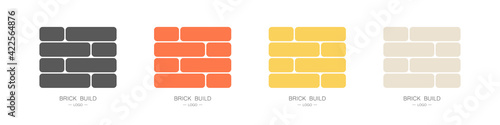Set of logos bricks of different colors. Building materials concept. Vector illustration in flat style photo