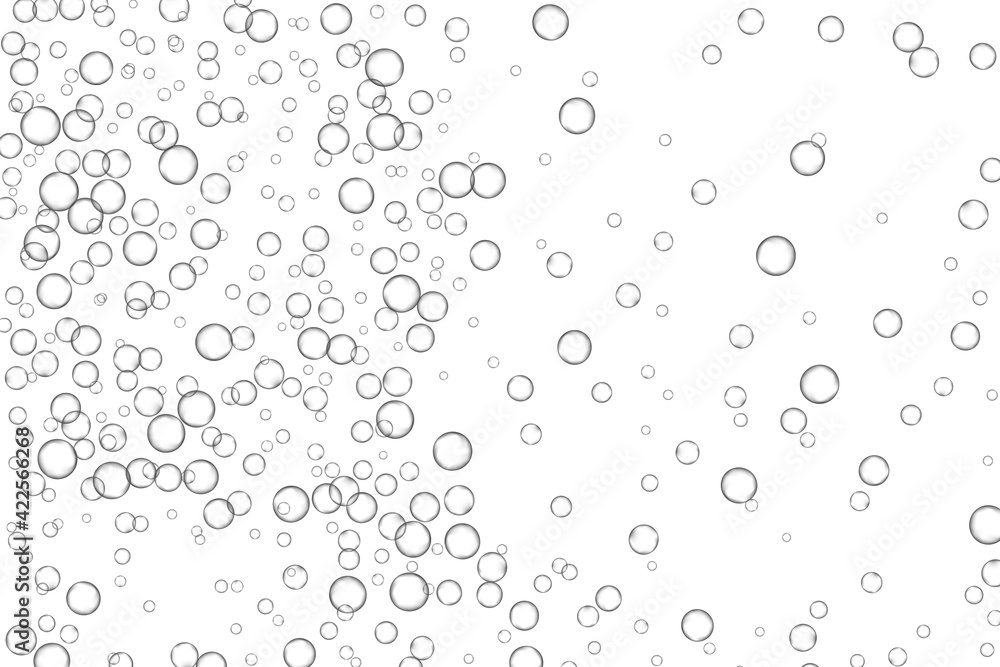 Fototapeta premium Air bubbles, oxygen, champagne crystal clear, isolated on white background modern design. Vector illustration EPS 10.