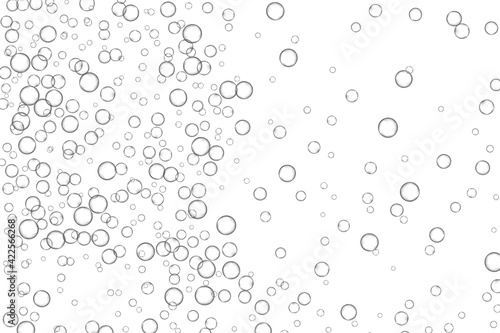 Air bubbles, oxygen, champagne crystal clear, isolated on white background modern design. Vector illustration EPS 10.