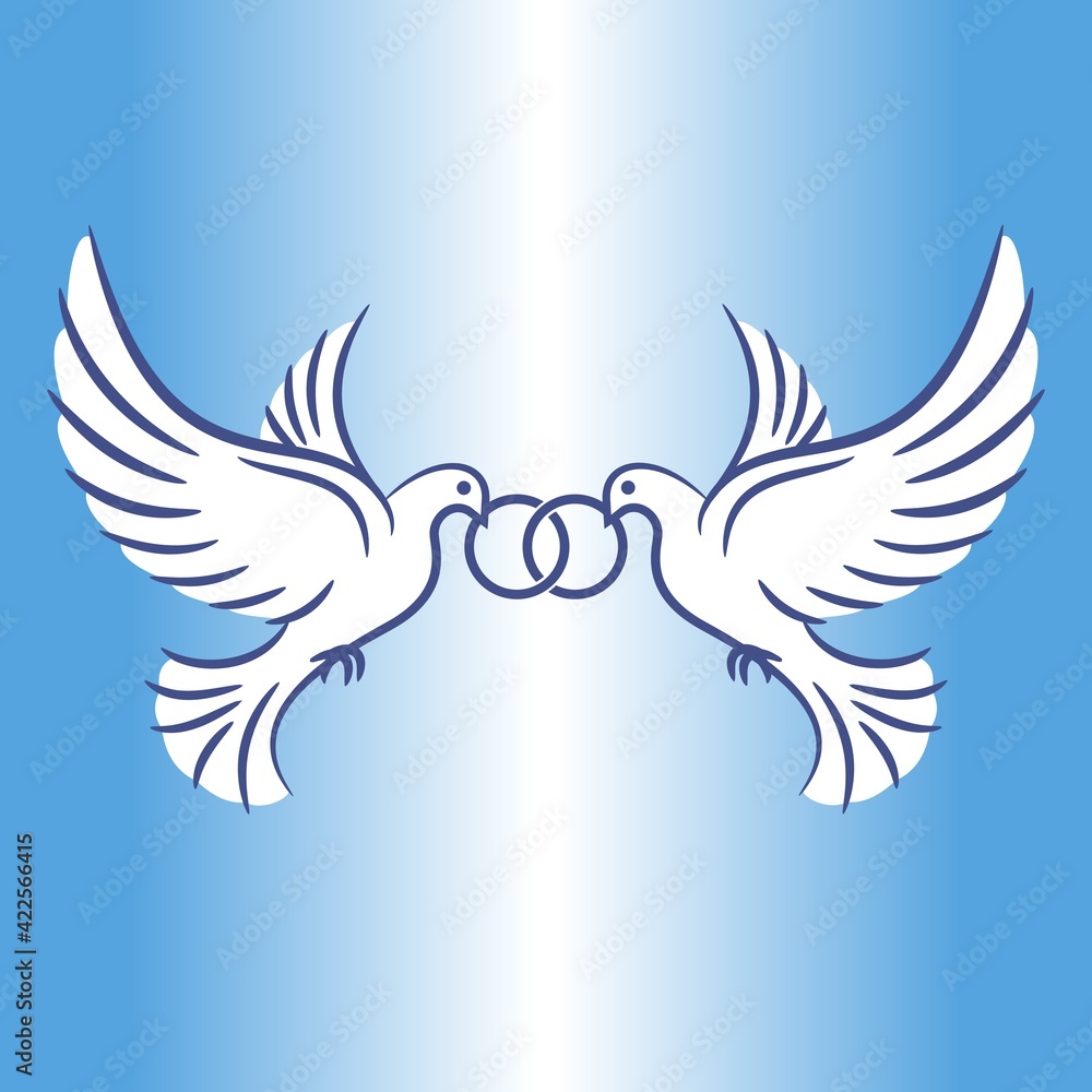 White Wedding Doves With Rings-vector Misc-free Vector Free Download