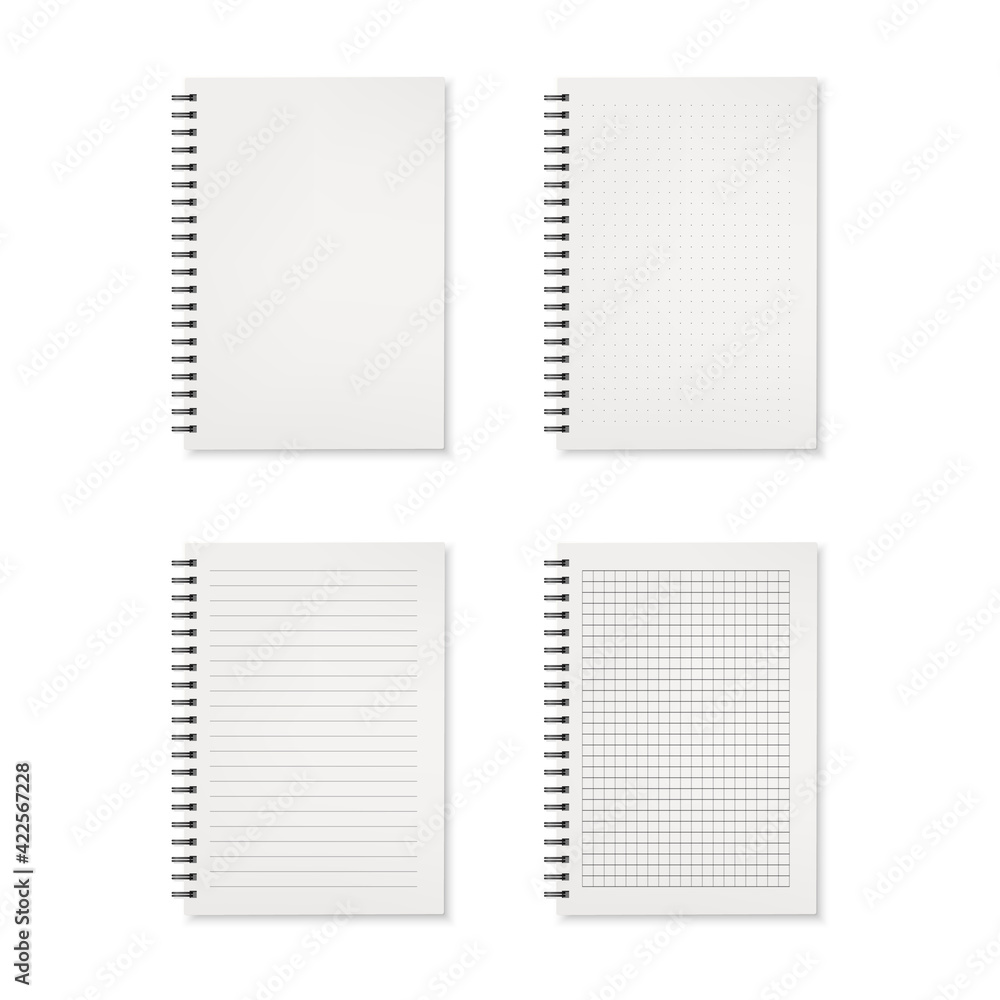 Set of realistic notebooks isolated on white background. Vector illustration Set of realistic notebooks isolated on white background. Vector illustration