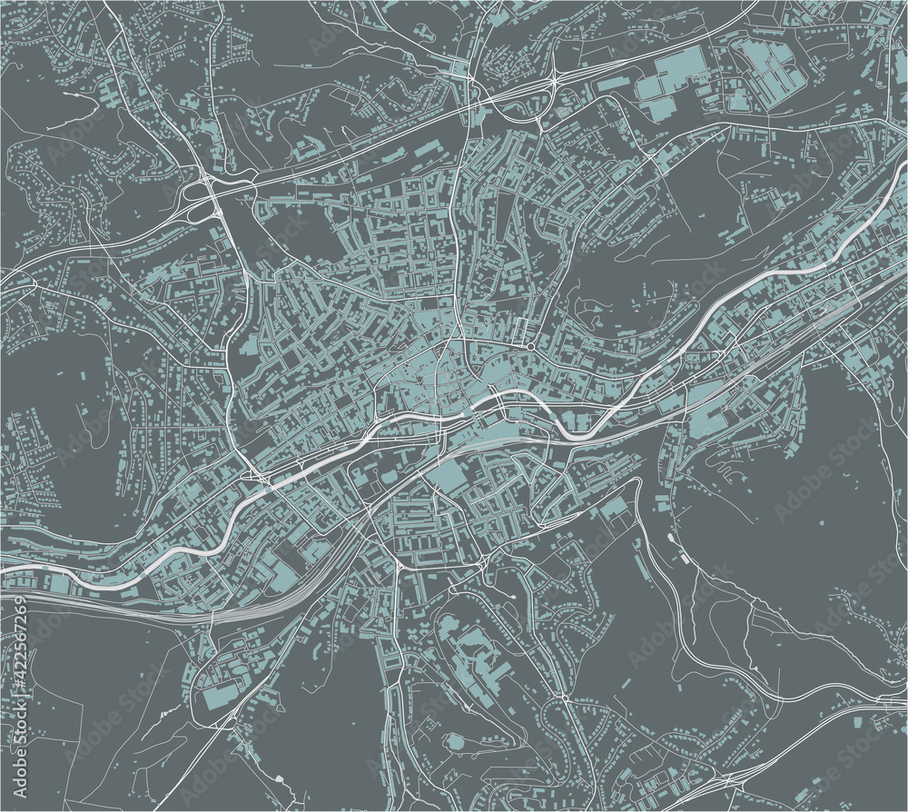 Obraz premium map of the city of Wuppertal, Germany