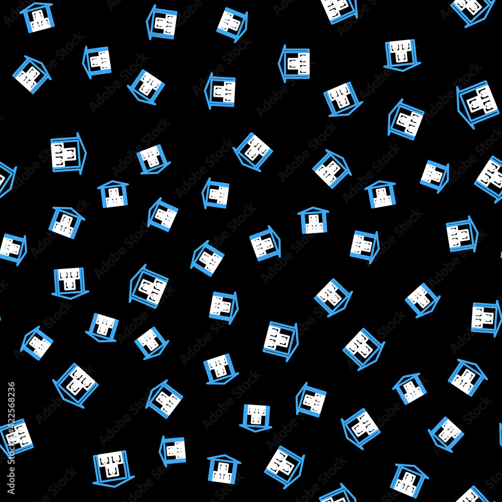 Line Warehouse icon isolated seamless pattern on black background. Vector Line Warehouse icon isolated seamless pattern on black background. Vector