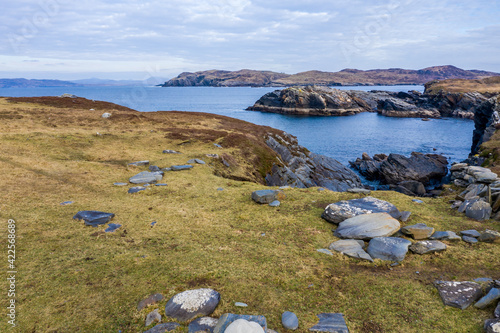 Sheep at the coastline at Dawros in County Donegal - Ireland photo