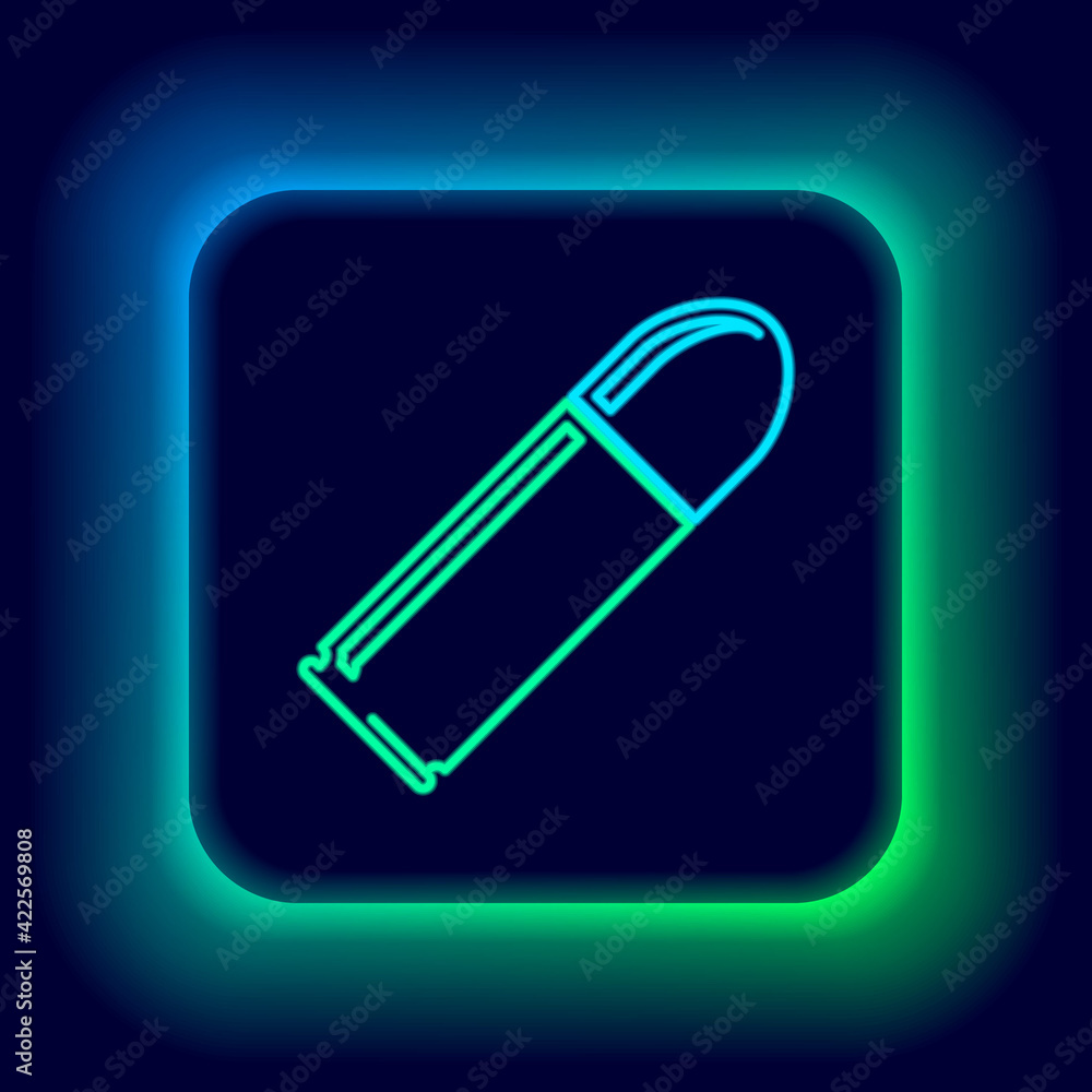 Glowing neon line Bullet icon isolated on black background. Colorful outline concept. Vector Glowing neon line Bullet icon isolated on black background. Colorful outline concept. Vector