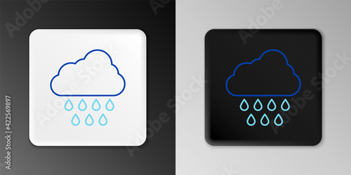 Line Cloud with rain icon isolated on grey background. Rain cloud precipitation with rain drops. Colorful outline concept. Vector