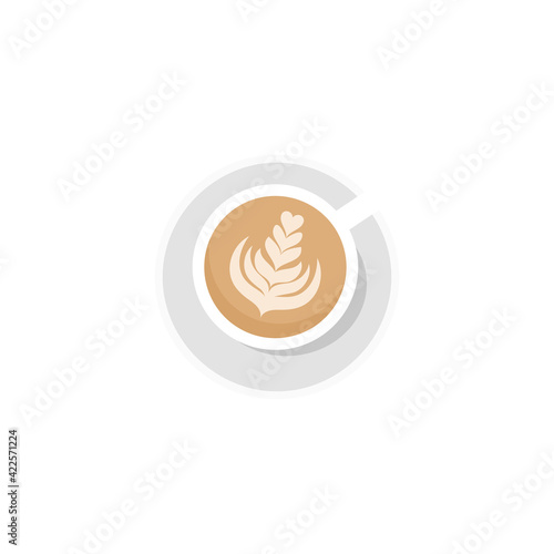 Coffee cup. Cappuccino. Flat style. Isolated. Vector