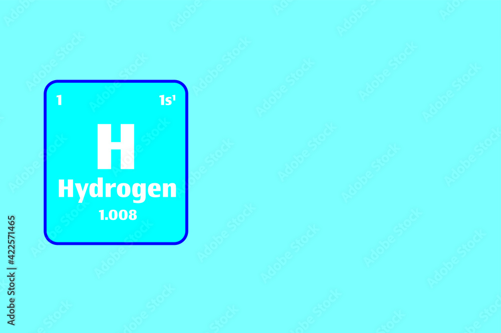 Fototapeta premium Hydrogen (H) button on the blue background periodic table of elements with atomic number and copy space for a chemistry science concept or experiment. 