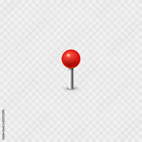 Push pin icon. Realistic 3d location tag. Vector