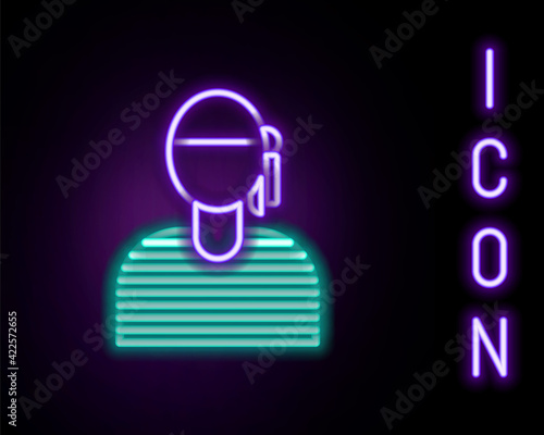 Glowing neon line Sailor captain icon isolated on black background. Colorful outline concept. Vector