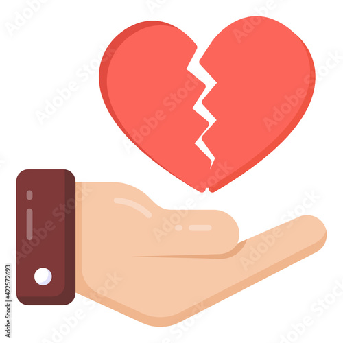 
Broken heart, heartbreak icon isolated on white background 

