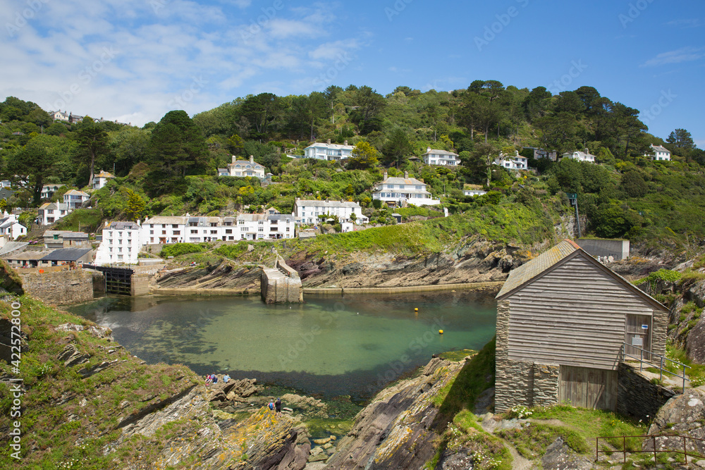 Idyllic Cornish coast scene Polperro England uk