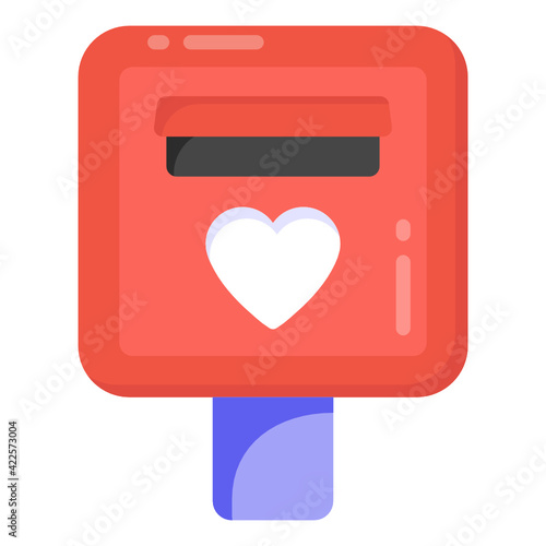 
An icon of love letterbox in flat design 

