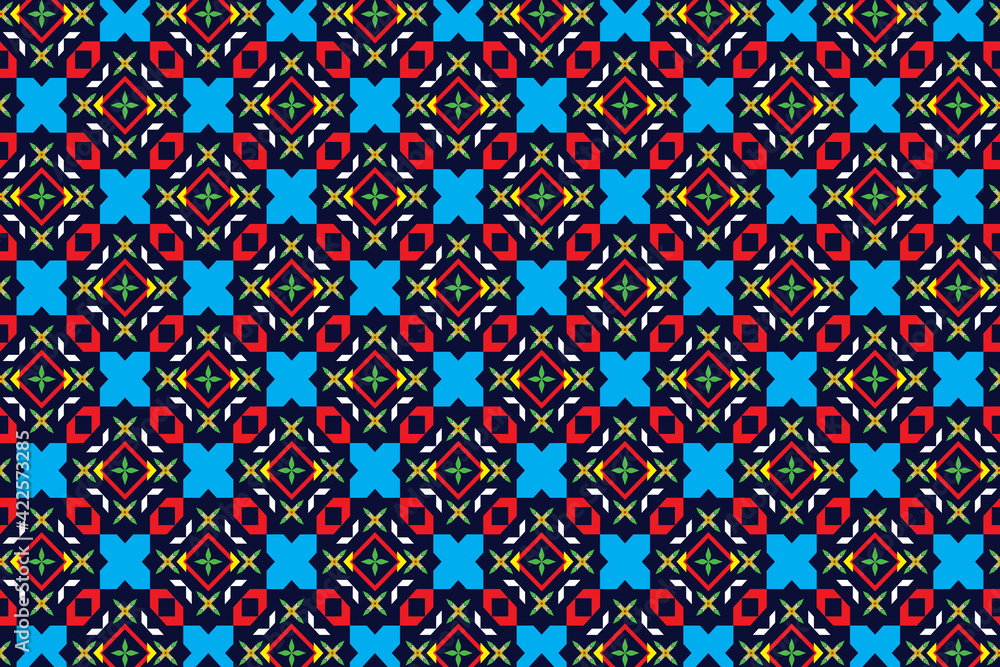 geometric design pattern fabric ethnic oriental traditional for embroidery style, curtain, background, carpet, wallpaper, cloth, wrapping, batik, fabric,Vector illustration geometric design pattern fabric ethnic oriental traditional for embroidery style, curtain, background, carpet, wallpaper, cloth, wrapping, batik, fabric,Vector illustration
