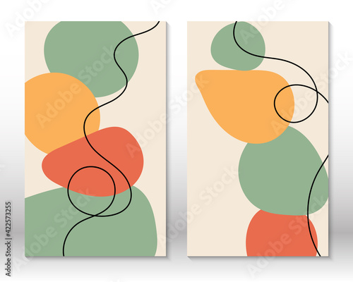 Modern abstract painting. Set of fluid geometric shapes. Abstract hand drawn watercolor effect shapes. Home decor design. Modern art print. Contemporary design.