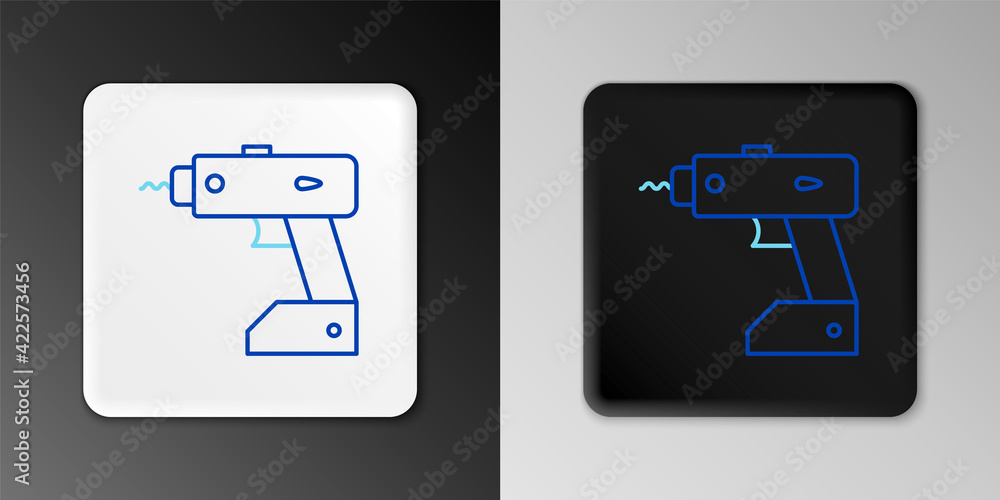 Line Electric cordless screwdriver icon isolated on grey background. Electric drill machine. Repair tool. Colorful outline concept. Vector Line Electric cordless screwdriver icon isolated on grey background. Electric drill machine. Repair tool. Colorful outline concept. Vector