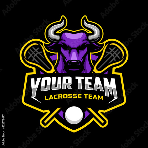 Bulls mascot for a lacrosse team logo. Vector illustration.