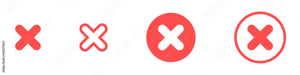 Red crosses isolated on white background. Concept yes and no. Vector illustration in flat style Red crosses isolated on white background. Concept yes and no. Vector illustration in flat style