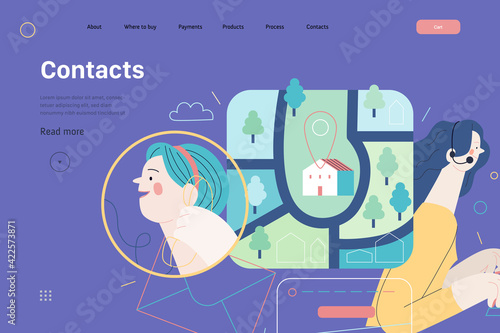 Medical insurance template - clinic contacts. Modern flat vector
