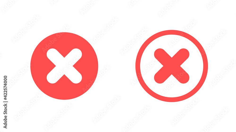 Fototapeta premium Red crosses isolated on white background. Concept yes and no. Vector illustration in flat style