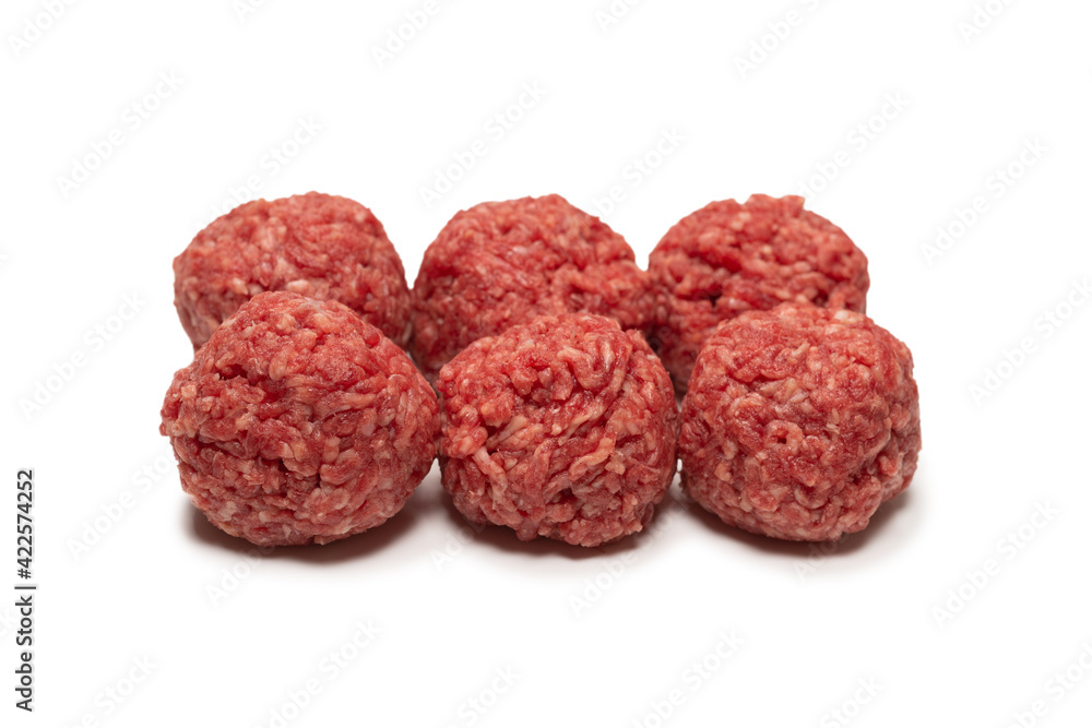 Raw meat balls isolated on white background. Raw meat balls isolated on white background.