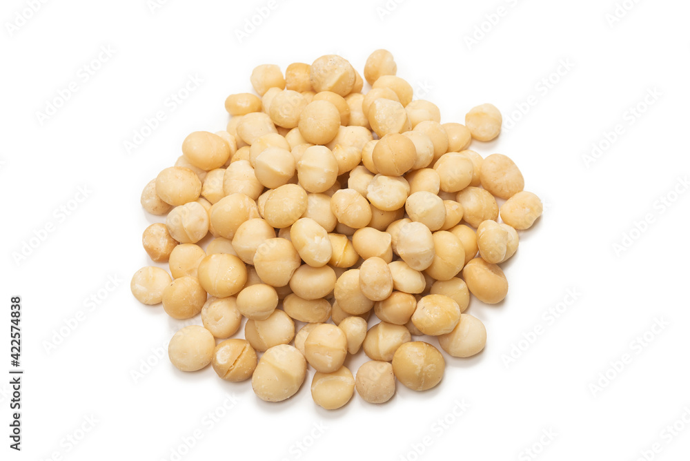 Macadamia nuts isolated on white background. Macadamia nuts isolated on white background.