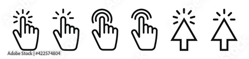 Icon set of click cursors for web. Sign of a click on a screen or a button.