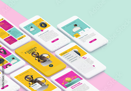 Pink and Yellow Interactive Mobile Presentation Layout (ID: 422575294)