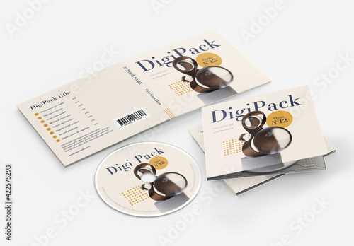 Tan and Yellow CD Digipack Layout (ID: 422575298)