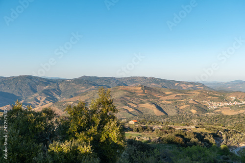Douro Valley, Portugal. Top view of river, and the vineyards are on a hills. © anammarques