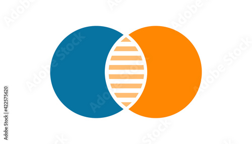 Discrete maths glyph color icon. Overlapping circles. Intersection. Venn diagram. Vector illustration