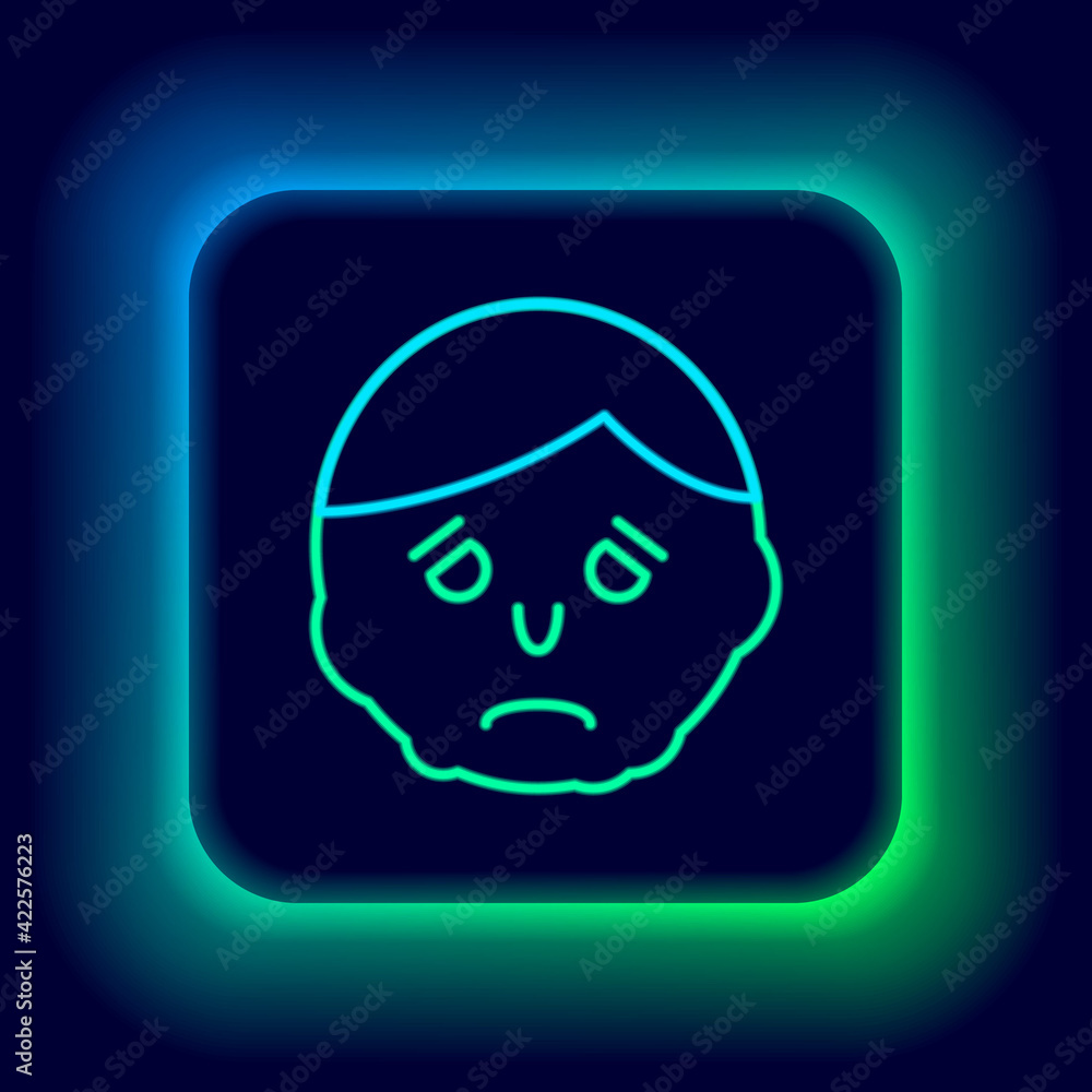 Fototapeta premium Glowing neon line Inflammation on face icon isolated on black background. Colorful outline concept. Vector