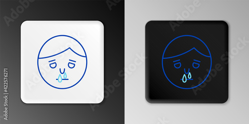 Line Runny nose icon isolated on grey background. Rhinitis symptoms, treatment. Nose and sneezing. Nasal diseases. Colorful outline concept. Vector