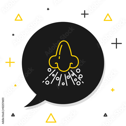 Line Runny nose icon isolated on white background. Rhinitis symptoms, treatment. Nose and sneezing. Nasal diseases. Colorful outline concept. Vector