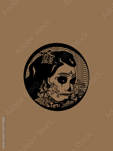 La Catrina, Mexikanische Frau mit Totenmaske