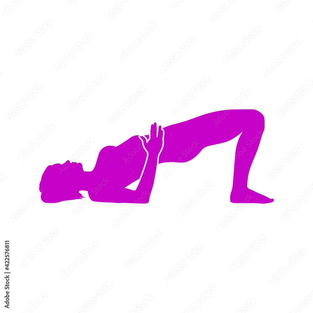 Female silhouette in yoga pose. Vector icon isolated on white background. Female silhouette in yoga pose. Vector icon isolated on white background.