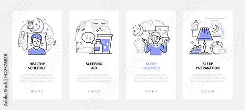Healthy sleeping - modern line design style web banners