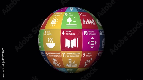 UN Global Sustainable Development Goals animation, SDG, alpha channel, loop photo