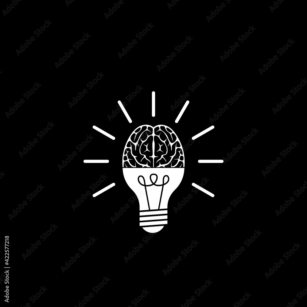 Brain connection logo design isolated on dark background Brain connection logo design isolated on dark background