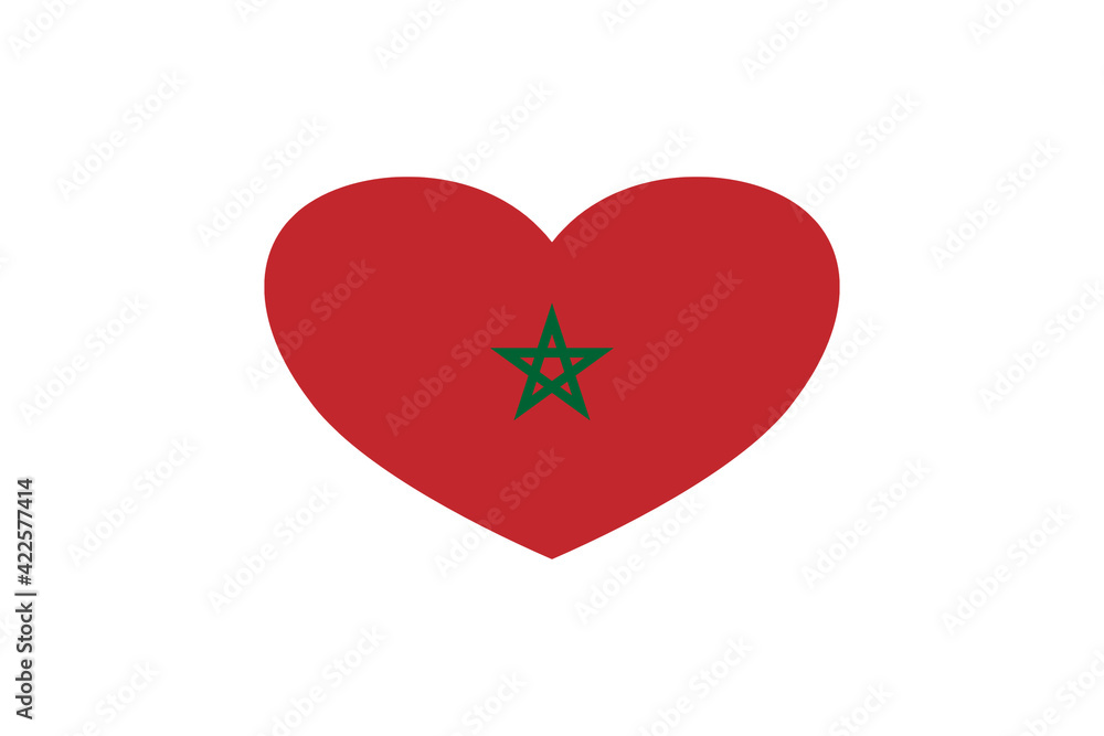 Morocco flag in the heart shape. Isolated on a white background. Morocco flag in the heart shape. Isolated on a white background.