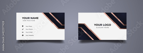 Business card design modern and minimalist background. Corporate name card for employee or director with premium golden line design. Vector Illustration ready to print.