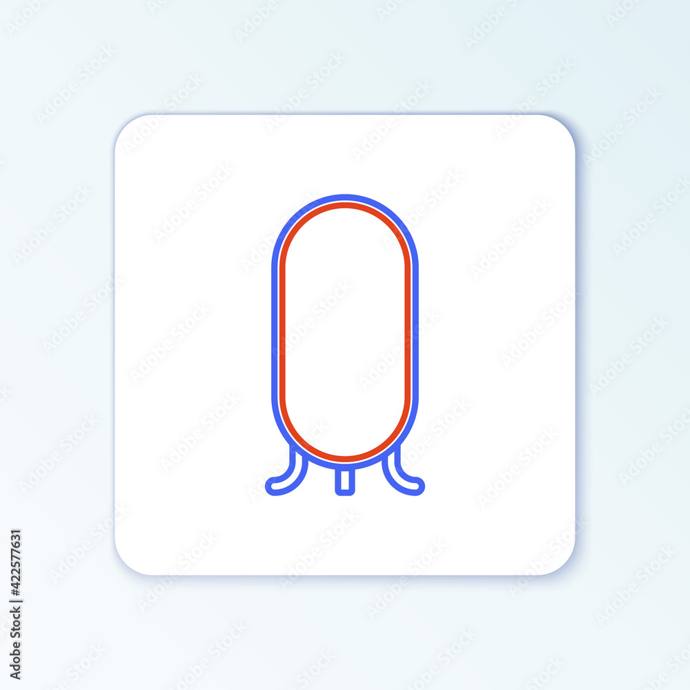 Line Big full length mirror for bedroom, shops, backstage icon isolated on white background. Colorful outline concept. Vector