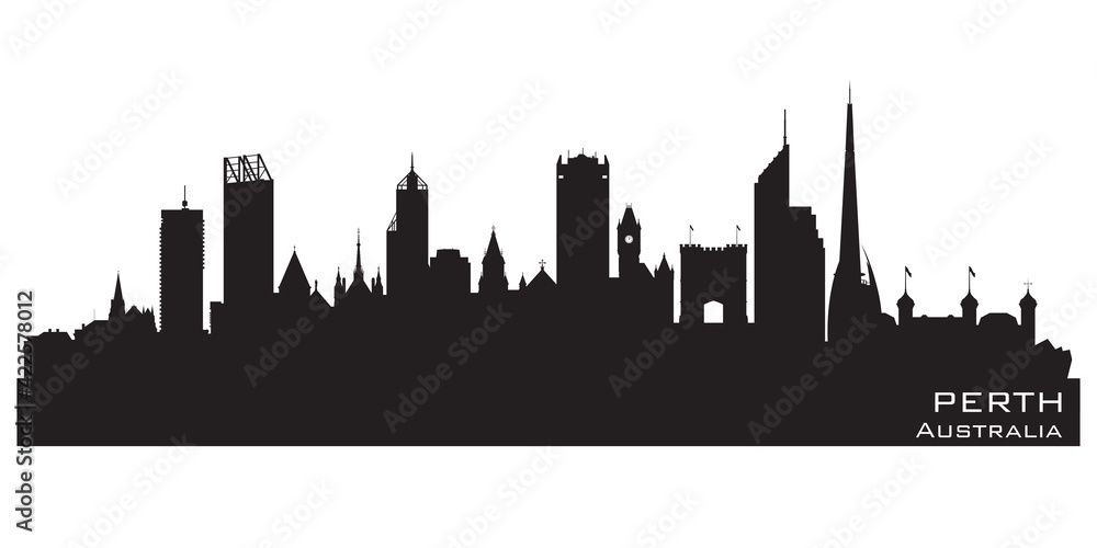 Perth Australia city skyline vector silhouette