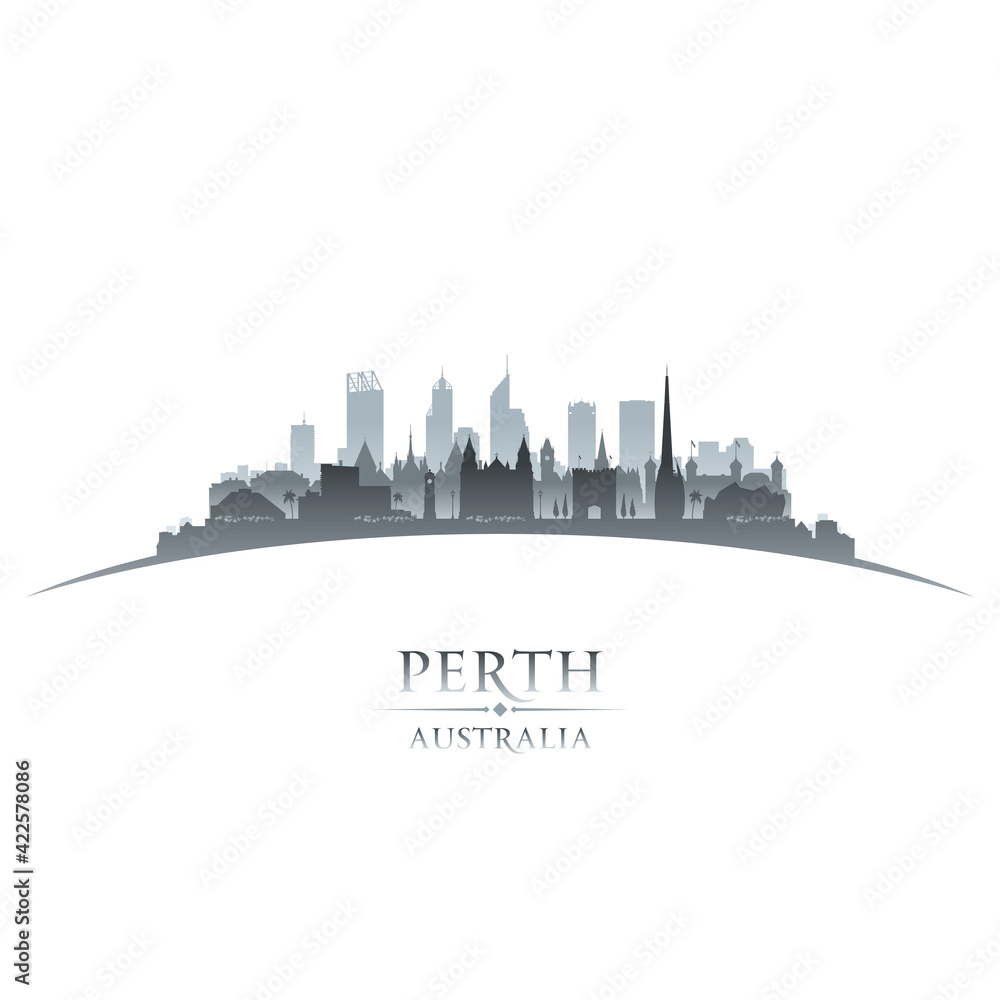 Perth Australia city silhouette white background