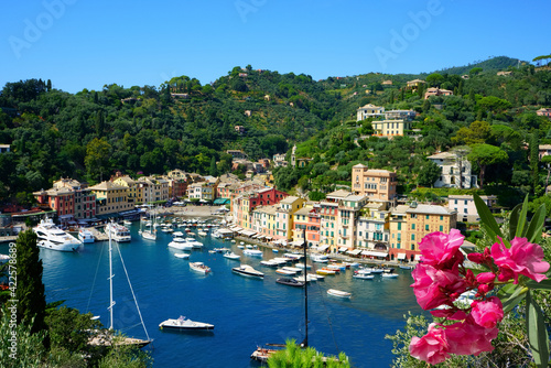 Top view of Portofino, italian fishing village, Liguria
