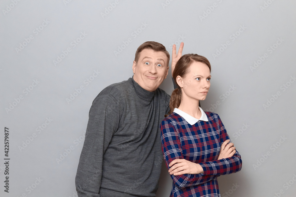 Portrait of funny weird couple, relationship concept Portrait of funny weird couple, relationship concept