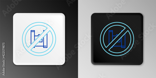 Line Say no to plastic bags poster icon isolated on grey background. Disposable cellophane and polythene package prohibition sign. Colorful outline concept. Vector