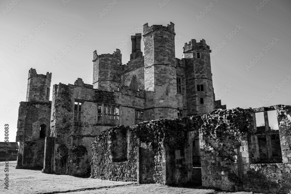 old abbey ruins at Titchfield England in black and white old abbey ruins at Titchfield England in black and white