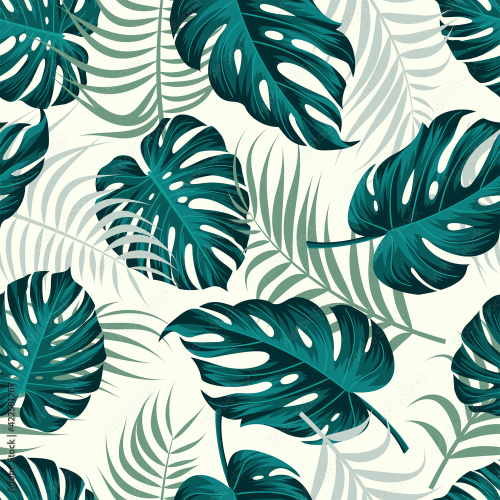 Floral seamless pattern with leaves. tropical background Floral seamless pattern with leaves. tropical background